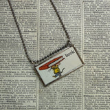 Lowly worm, mouse with book, original illustration from vintage Richard Scarry book, up-cycled to soldered glass pendant