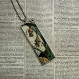 Fairy, elf, gnome, brownie, vintage children's book illustration up-cycled to soldered glass pendant
