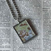 Cat Kitten Kitty illustration from vintage, children's classic book, up-cycled to soldered glass pendant