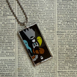 Emily the Strange, vintage illustrations up-cycled to soldered glass pendant