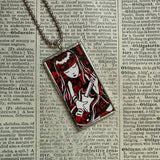 Emily the Strange, vintage illustrations up-cycled to soldered glass pendant