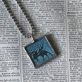 Bat, vampire bat, vintage book illustrations, hand-soldered glass pendant