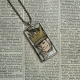 Wild Things, Max, Sendak, vintage children's book illustrations, up-cycled to soldered glass pendant