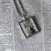 Cat Kitten Kitty illustration from vintage, children's classic book, up-cycled to soldered glass pendant