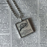 Beaver, vintage 1930s dictionary illustration, up-cycled to hand-soldered glass pendant