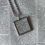 Beaver, vintage 1930s dictionary illustration, up-cycled to hand-soldered glass pendant