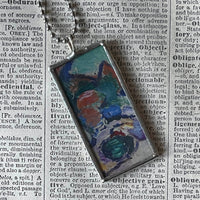 Woman in Blue Hat, Henri Matisse, upcycled to hand soldered glass pendant