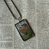 Frog and Toad, vintage children's book illustrations, up-cycled to soldered glass pendant