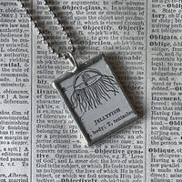 Jellyfish - vintage 1930s dictionary illustration up-cycled to soldered glass pendant