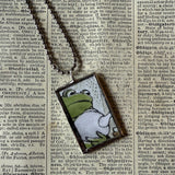 Frog and Toad, vintage children's book illustrations, up-cycled to soldered glass pendant