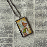 Tinkerbell, vintage children's book illustrations, up-cycled to soldered glass pendant