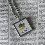 Firefly, cricket, vintage Richard Scarry children's book illustration up-cycled to soldered glass pendant