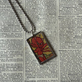 Hot Stuff the Devil, vintage 1970s comic illustration, upcycled to soldered hand-soldered glass pendant