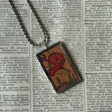 Hot Stuff the Devil, vintage 1970s comic illustration, upcycled to soldered hand-soldered glass pendant