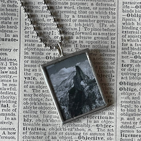 Ansel Adams photography, upcycled to hand-soldered glass pendant