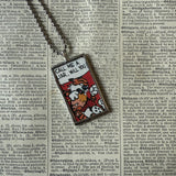 Calvin & Hobbes, original vintage comic book illustrations, upcycled to soldered glass pendant