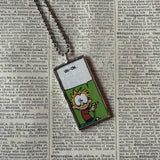 Calvin & Hobbes, original vintage comic book illustrations, upcycled to soldered glass pendant