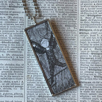 Gorey dancers illustrations, hand-soldered glass pendant