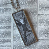 Gorey dancers illustrations, hand-soldered glass pendant