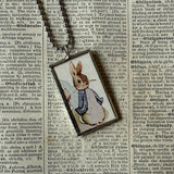 Peter Rabbit, original illustrations from vintage, children's classic book, up-cycled to soldered glass pendant