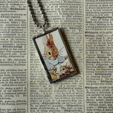 Peter Rabbit, original illustrations from vintage, children's classic book, up-cycled to soldered glass pendant
