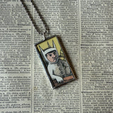 Wild Things, Max, Sendak, vintage children's book illustrations, up-cycled to soldered glass pendant