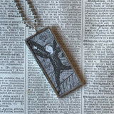 Gorey dancers illustrations, hand-soldered glass pendant
