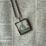 Wizard of Oz, vintage children's book illustrations, up-cycled to soldered glass pendant