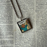 Tintin and Snowy, original vintage 1960s book illustrations, upcycled to soldered glass pendant