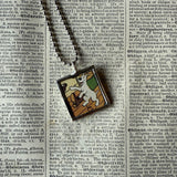 Tintin and Snowy, original vintage 1960s book illustrations, upcycled to soldered glass pendant