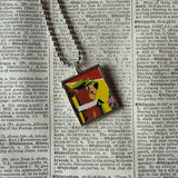 Huckleberry Hound, Yogi Bear, original illustrations from a vintage comic, up-cycled to soldered glass pendant