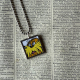 The Lorax, original illustrations from vintage book, up-cycled to soldered glass pendant