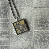 Tom & Jerry, original vintage 1970s comic book illustrations, upcycled to soldered glass pendant