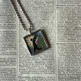 Spy vs. Spy, MAD Magazine comic illustrations, upcycled to soldered glass pendant