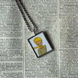 Little Prince, original illustrations from vintage book, up-cycled to soldered glass pendant