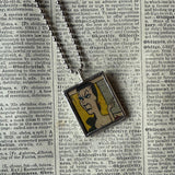 Boris and Natasha, vintage 1970s comic illustration, upcycled to soldered hand-soldered glass pendant