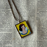 Snow White, vintage illustrations, up-cycled to soldered glass pendant