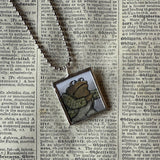 Frog and Toad, vintage children's book illustrations, up-cycled to soldered glass pendant