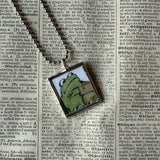 Frog and Toad, vintage children's book illustrations, up-cycled to soldered glass pendant