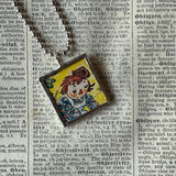 Raggedy Ann, vintage children's book illustrations, up-cycled to soldered glass pendant