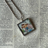 Raggedy Ann, vintage children's book illustrations, up-cycled to soldered glass pendant