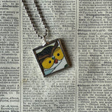 Owls, vintage illustrations, up-cycled to soldered glass pendant