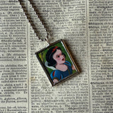 Snow White, vintage illustrations, up-cycled to soldered glass pendant