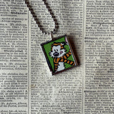 Calvin & Hobbes, original vintage comic book illustrations, upcycled to soldered glass pendant