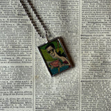 Boris and Natasha, vintage 1970s comic illustration, upcycled to soldered hand-soldered glass pendant