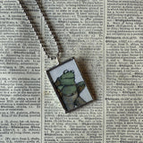 Frog and Toad, vintage children's book illustrations, up-cycled to soldered glass pendant