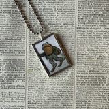 Frog and Toad, vintage children's book illustrations, up-cycled to soldered glass pendant