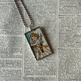 Cherub, Love Birds, vintage children's book illustration up-cycled to soldered glass pendant