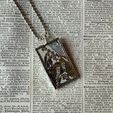 Cherub, Love Birds, vintage children's book illustration up-cycled to soldered glass pendant