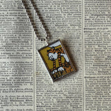 Calvin & Hobbes, original vintage comic book illustrations, upcycled to soldered glass pendant